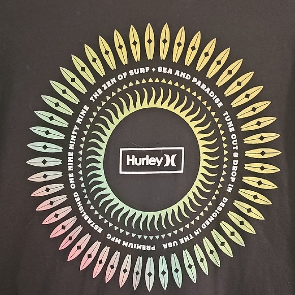 Hurley Black Short Sleeve Tee with Green Logo - Picture 4 of 5